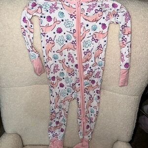 Pink and White Kids One Piece Pajamas